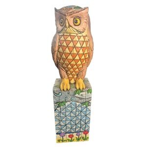 Vintage Jim Shore Owl on Detailed Pedestal, Heartwood Creek Enesco.